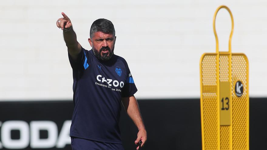 Gennaro Gattuso, durante el entrenamiento de este viernes en Paterna