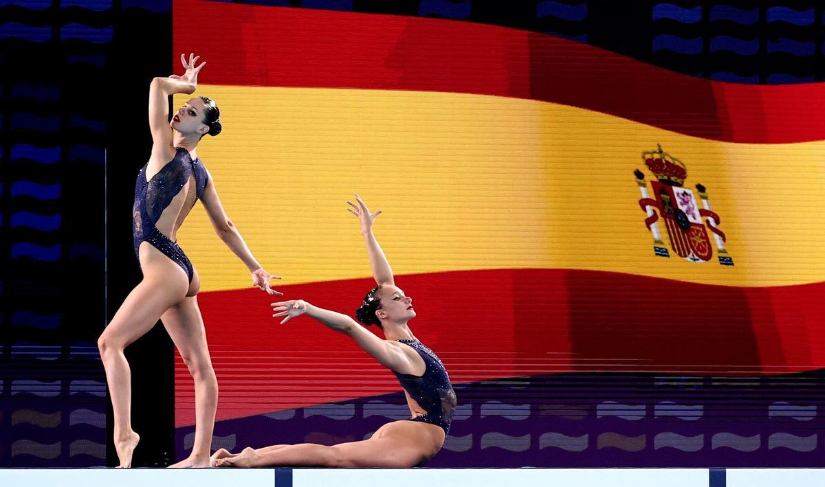 Iris Tió y Lilou LLuis en las preliminares de dúo técnico.