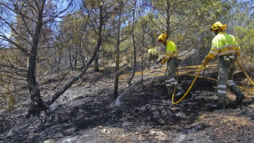 Brigadas forestales trabajando en la extinción del incendio que motivó este juicio.