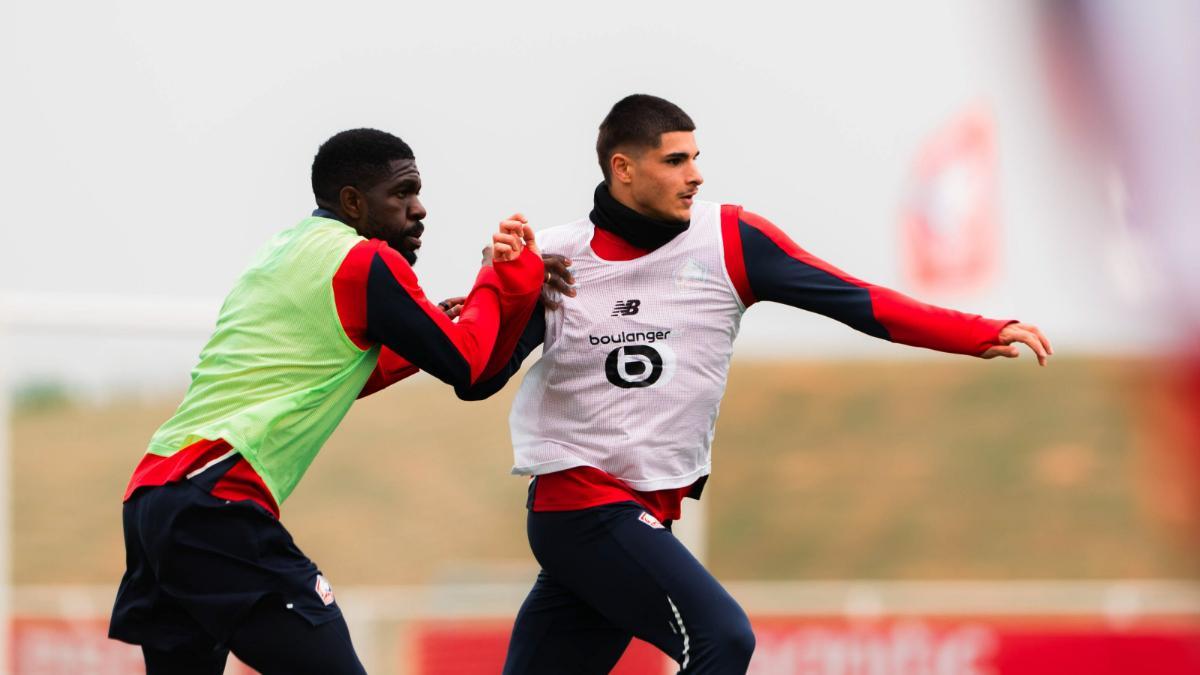 Umtiti, en un entrenamiento reciente con el Lille