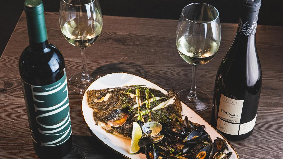 Turbot amb musclos de roca i picada d’all i julivert maridat amb vins del Bages