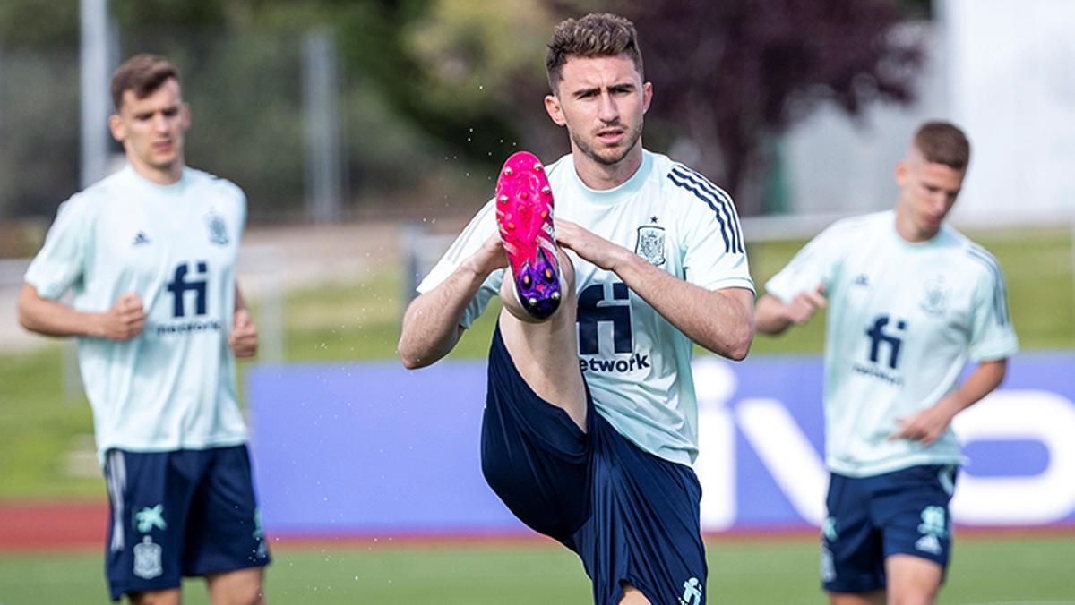 Laporte, durante un entrenamiento de la selección española