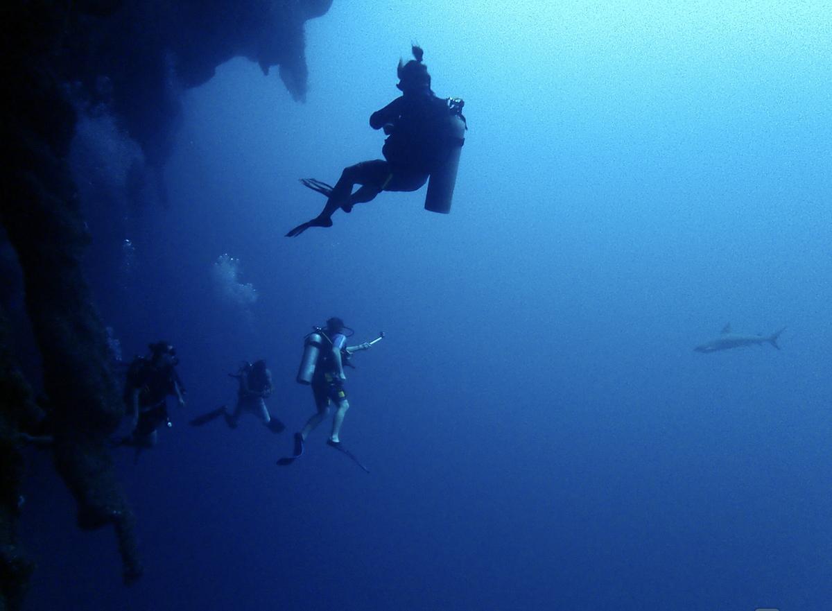 Buceadores en el Blue Hole