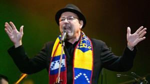 El cantant panameny Rubén Blades, durant un concert a Caracas, diumenge.