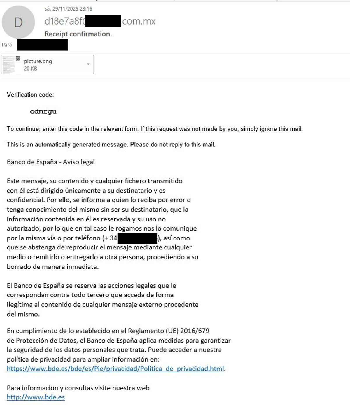 El correu de l'estafa.