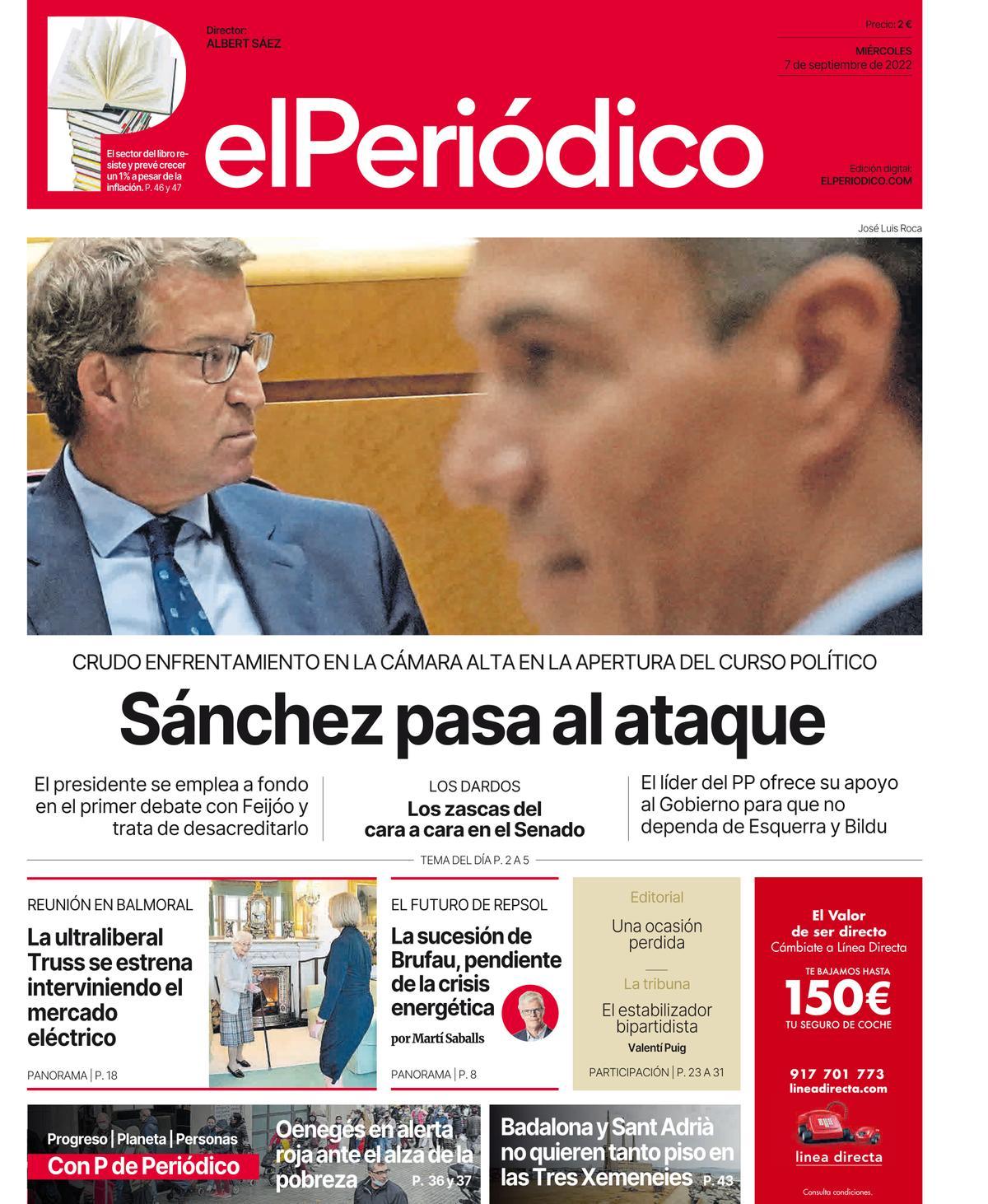 La portada d’EL PERIÓDICO del 7 de setembre del 2022