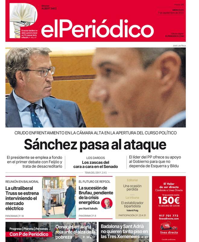 La portada d’EL PERIÓDICO del 7 de setembre del 2022