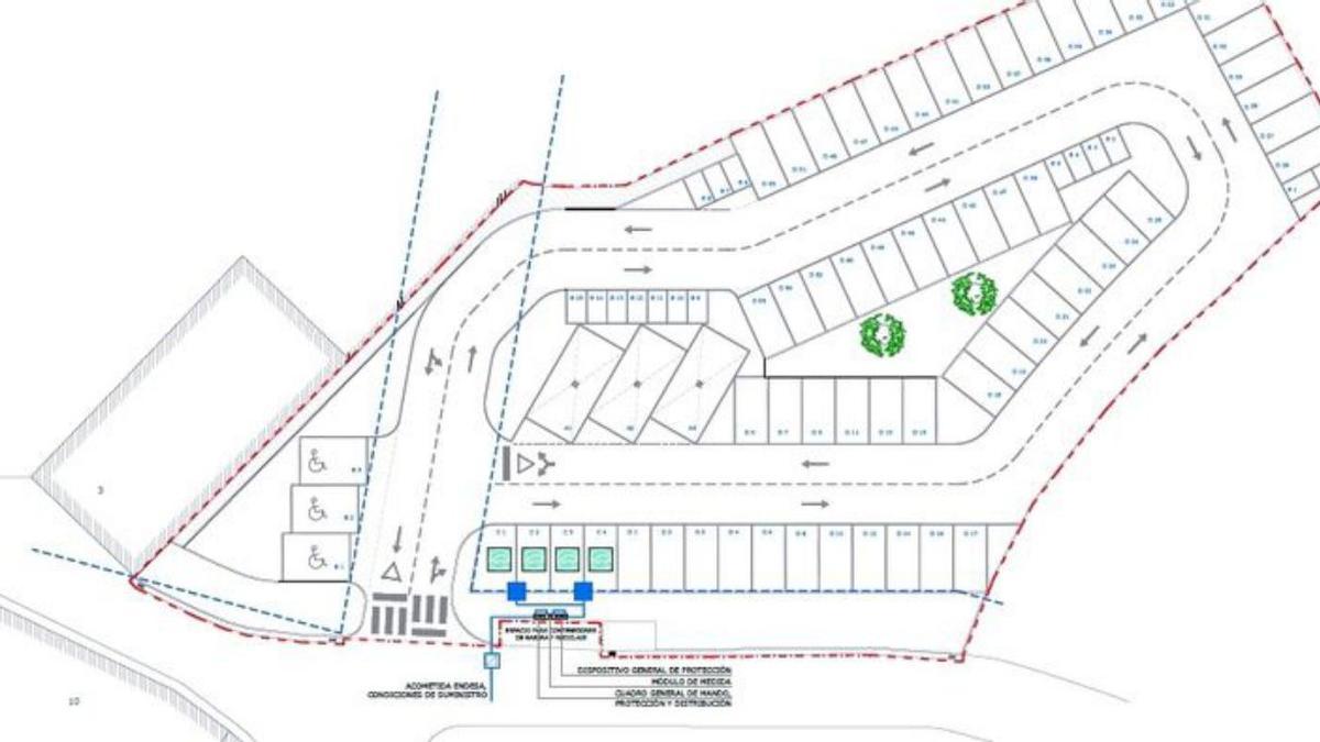 Plano del futuro aparcamiento entre Cuesta de la Colasa y Moncayo. | SERVICIO ESPECIAL