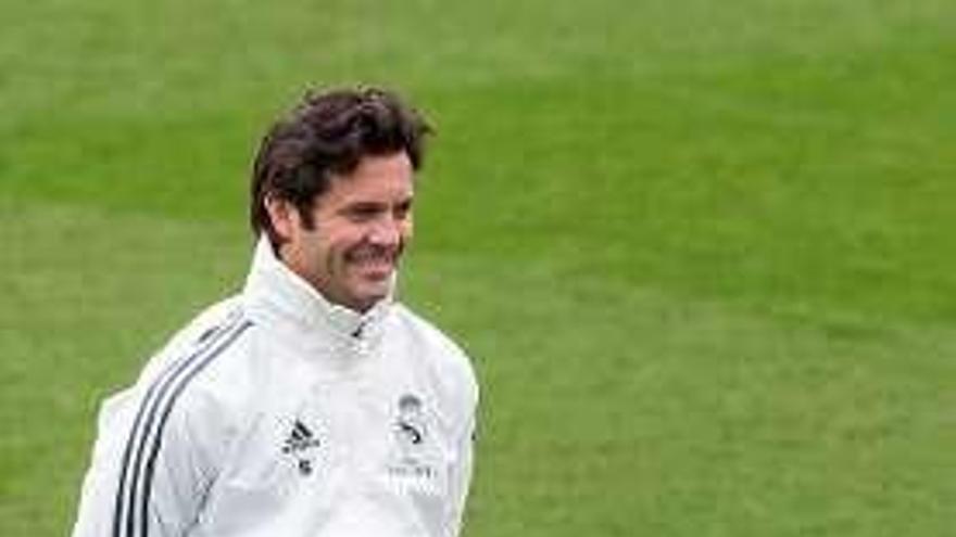 Solari, en el entrenamiento de ayer en Valdebebas.