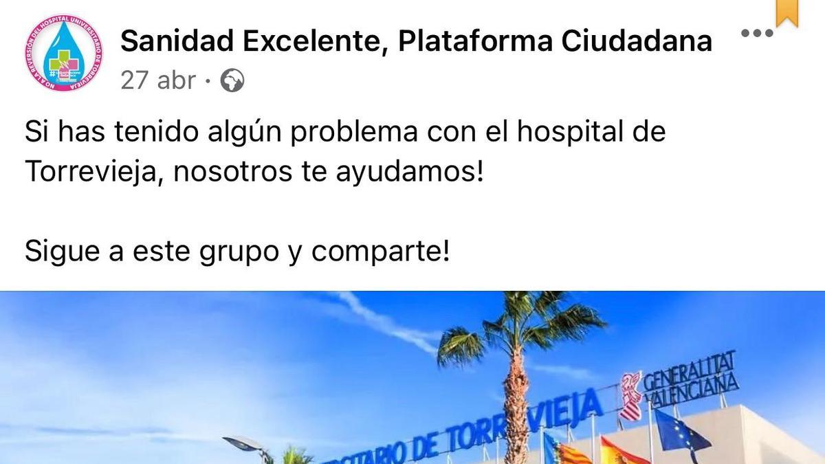 Sitio en las redes sociales para denunciar el funcionamiento del Hospital administrado por Sanidad Excelente