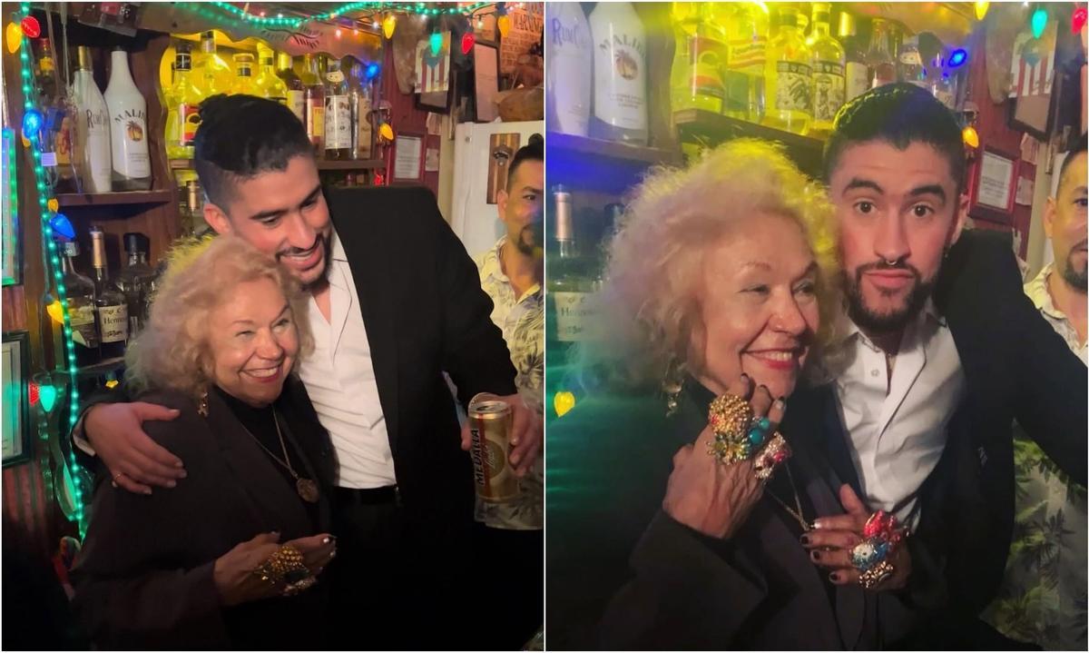 Toñita y Bad Bunny en el local Caribbean Social Club de Brooklyn, en una imagen de 2022