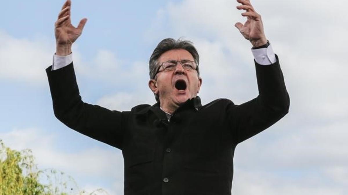 Jean-Luc Melenchon, candidato de Francia Insumisa, en un mitin.