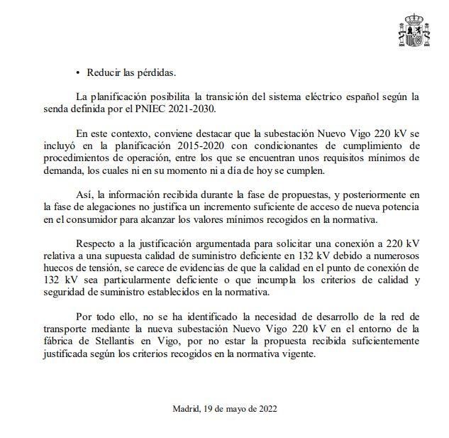 Respuesta por escrito del Gobierno en el Senado.