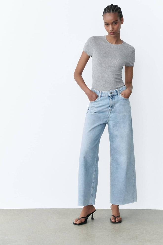 Jeans culotte tiro medio