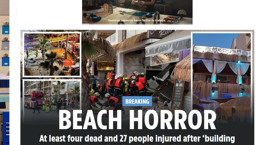 &quot;Horror&quot; en la prensa internacional por el trágico derrumbe en la Playa de Palma