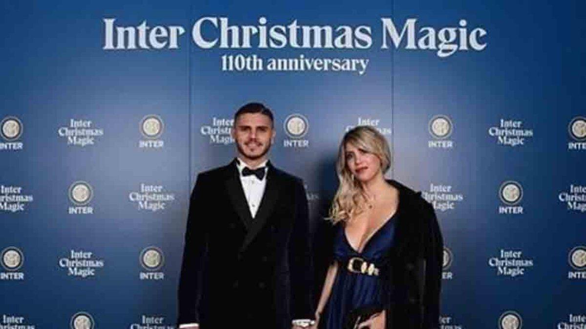 Mauro Icardi y Wanda Nara, en la cena de Navidad del Inter
