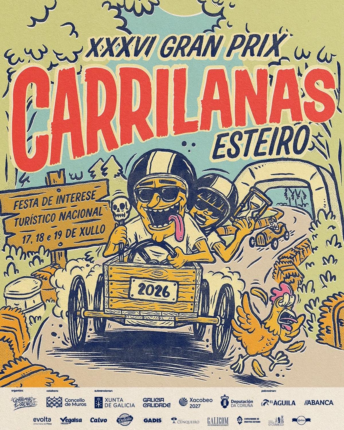 Cartel do XXXVI Gran Prix das Carrilanas de Esteiro.