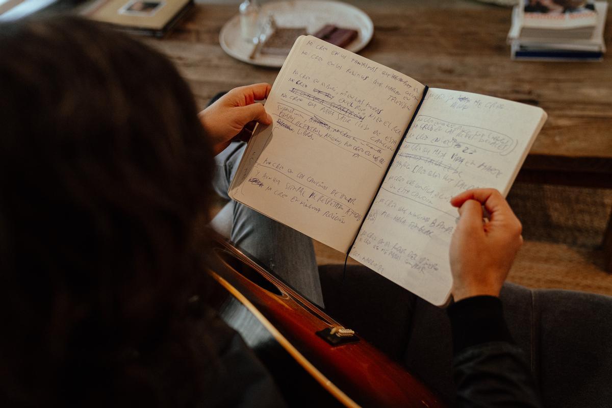 La última libreta que Rulo está usando para componer sus canciones.