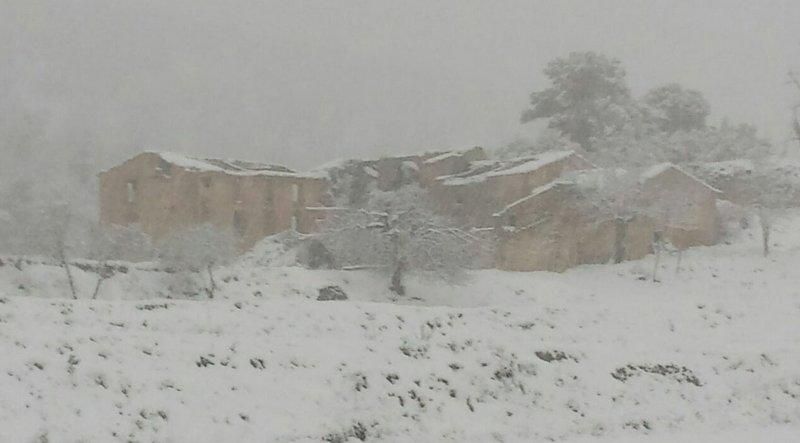 Así estaba esta mañana la carretera de Alcoy a Xixona.