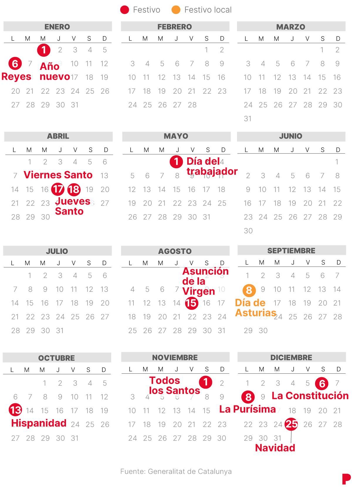 ECO Calendario Laboral Asturias 2025