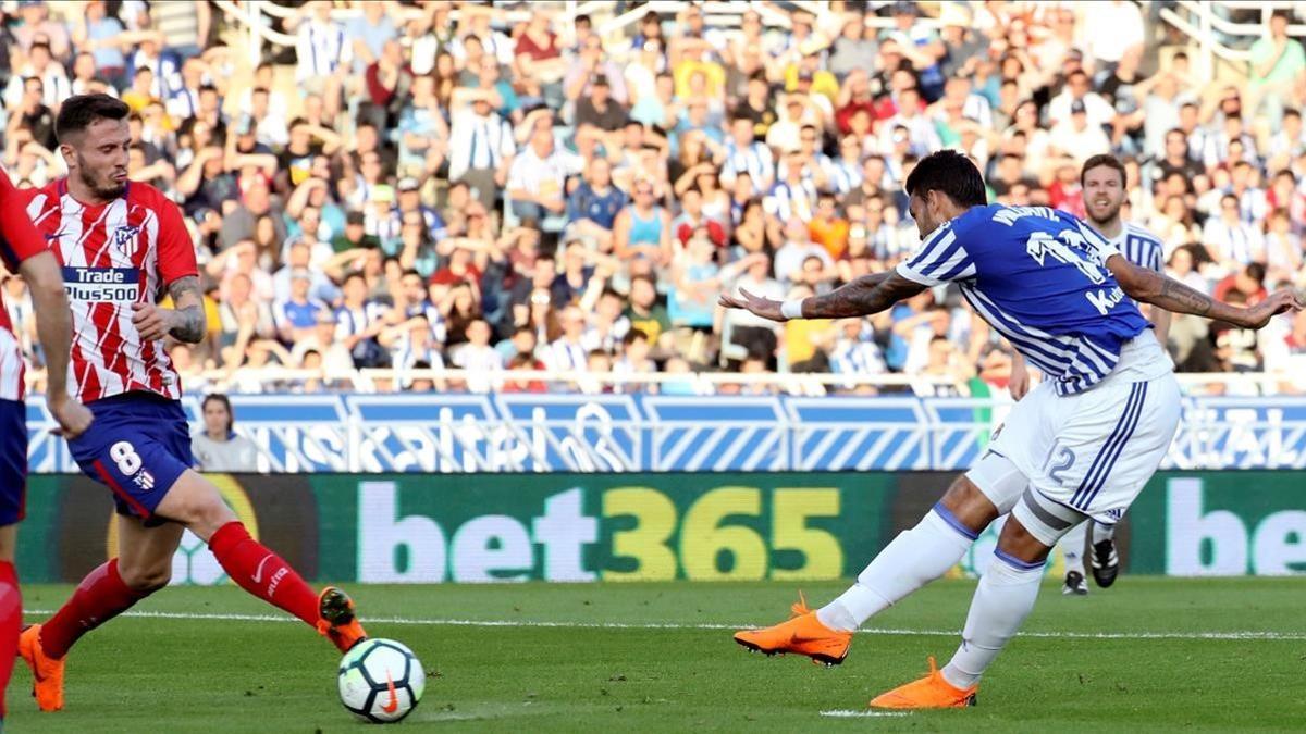 Willian José celebra su gol ante el Atlético