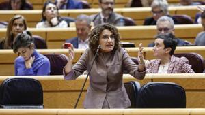 La vicepresidenta cuarta y ministra de Hacienda, María Jesús Montero, este martes en el Senado.