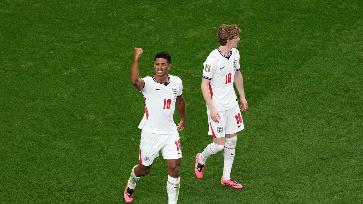 Jude Bellingham celebra su gol ante Croacia, en el primer partido de Inglaterra en el Mundial.