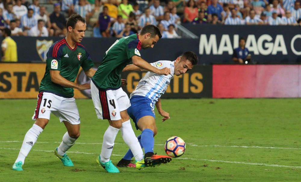 El Málaga no pudo pasar del empate frente al Osasuna en La Rosaleda en el arranque de campeonato.