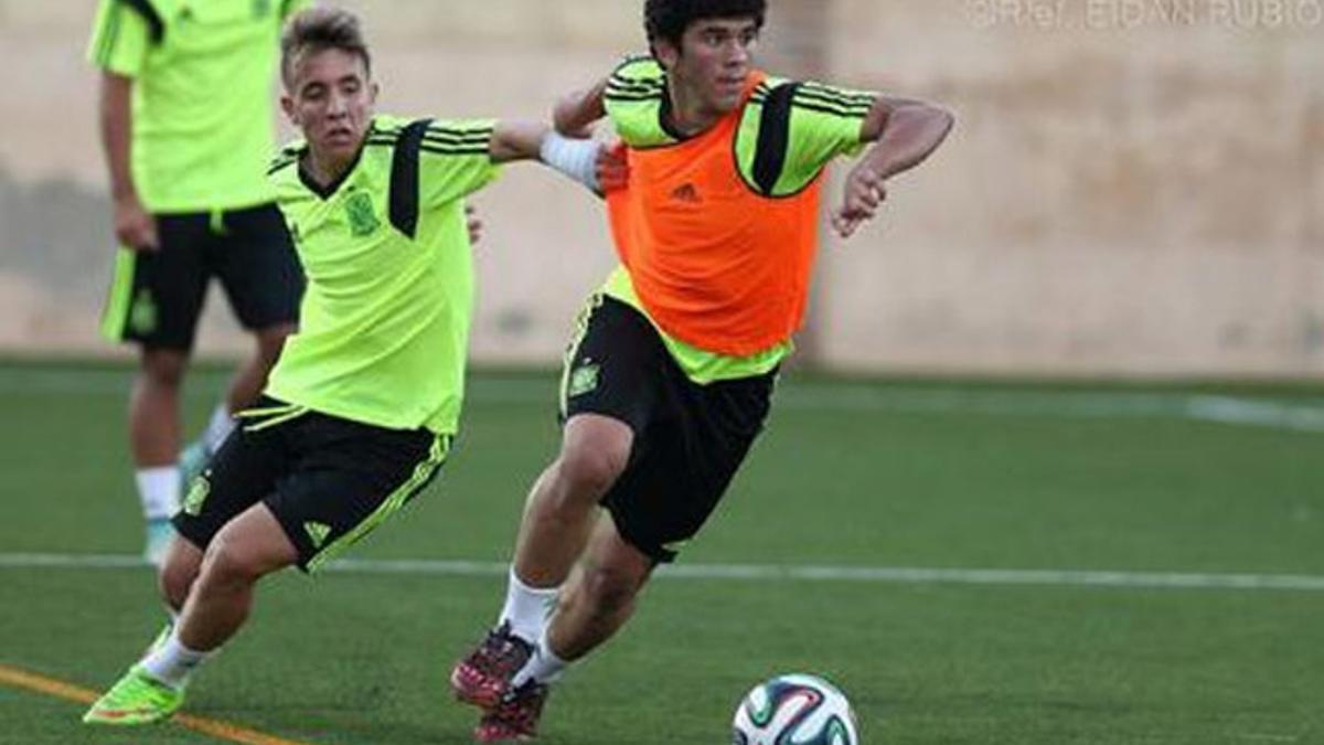 Carles Aleñá, en un entrenamiento con la selección española