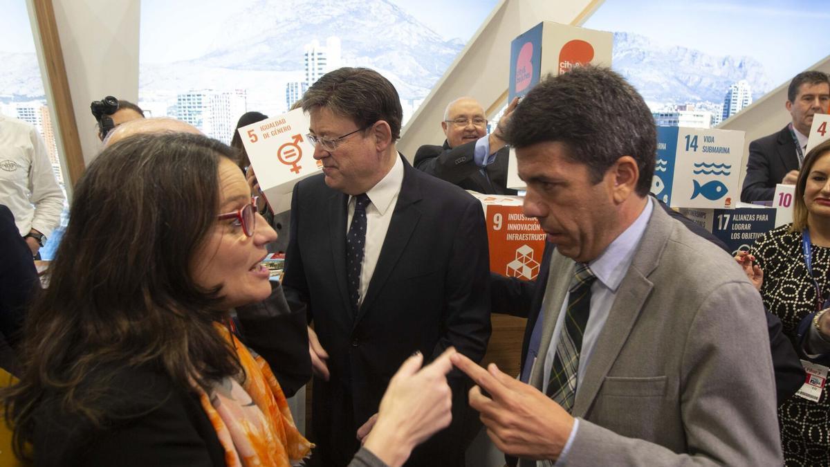 Ximo Puig, Mónica Oltra y Carlos Mazón, en Fitur 2020.