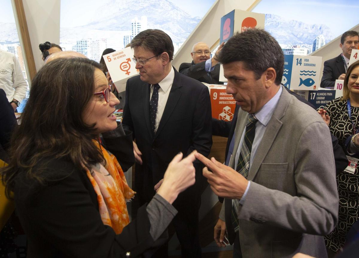 Ximo Puig, Mónica Oltra y Carlos Mazón, en Fitur 2020.