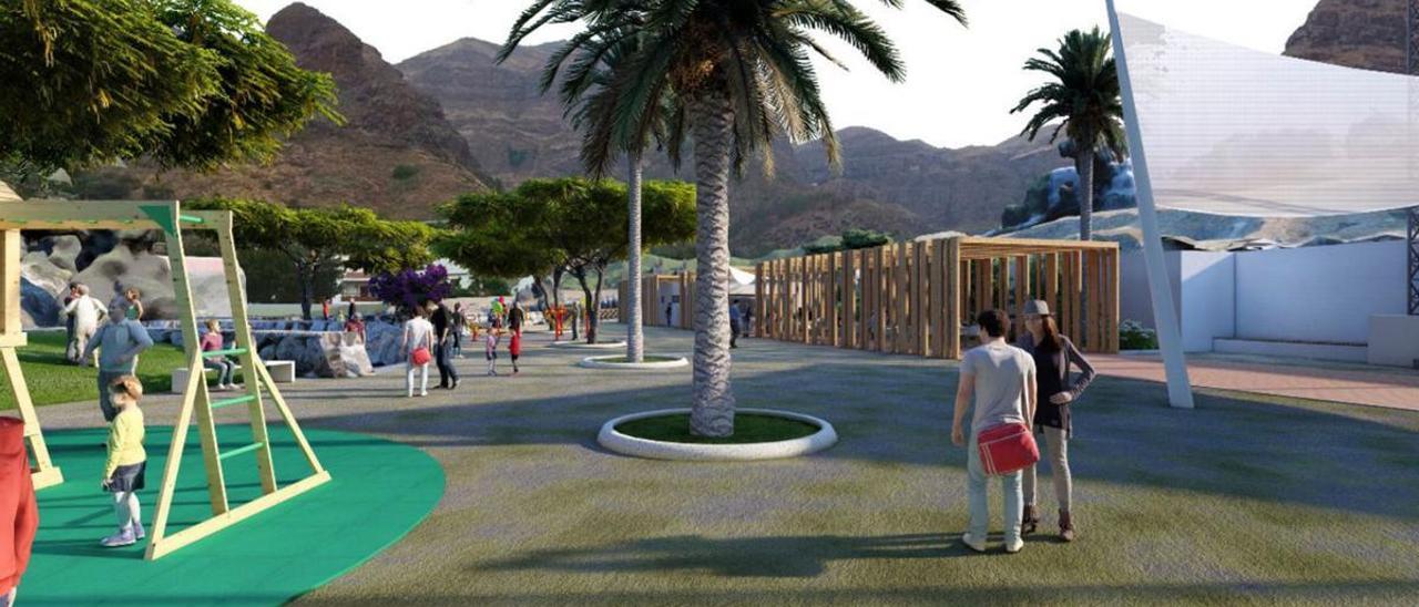 Recreación del parque de Las Charcas, proyectado en El Valle de Agaete.