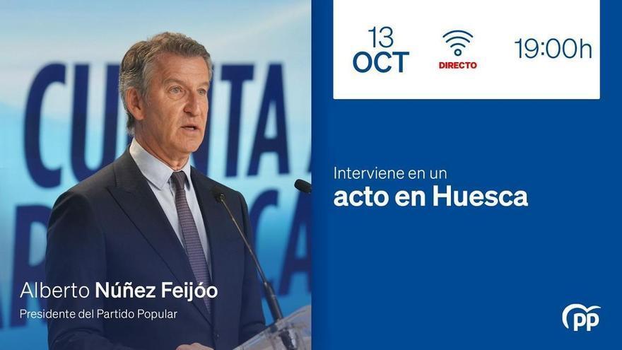EN DIRECTO | Feijóo acude a un 'mitin' en Huesca en la precampaña del 29N