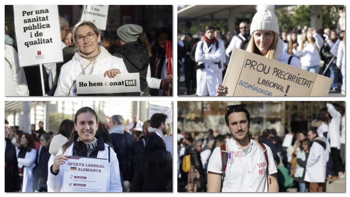 De izquierda a derecha, Rocío Sánchez, Marina Gual, Roser Termes y Martí Quintana, médicos y enfermeras de la sanidad pública.