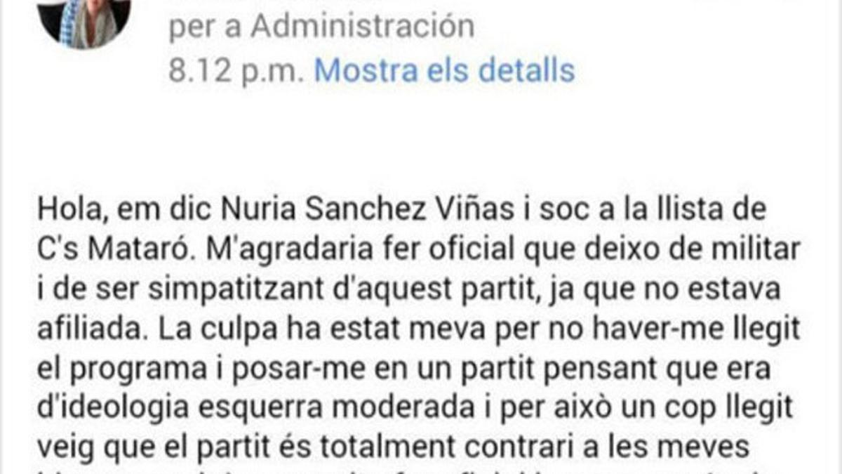 El comentario de la candidata de C's.