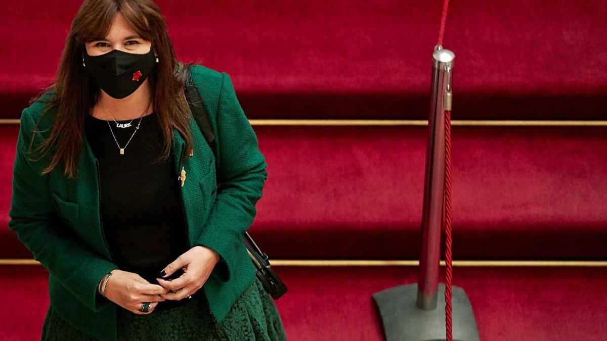 La presidenta del Parlament, Laura Borràs, ahir a la cambra.