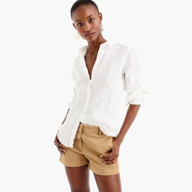 Camisa blanca de lino de J. Crew