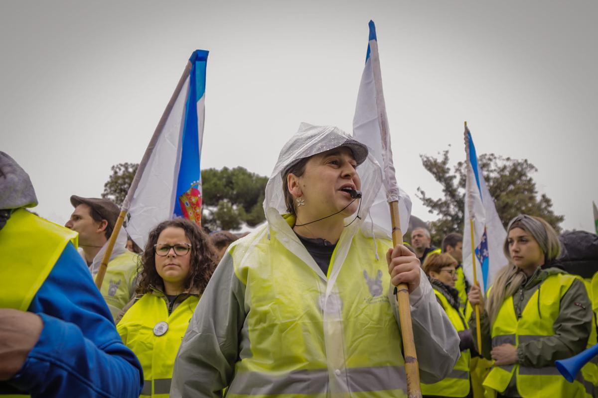 Protestas de ganaderos gallegos hoy en Madrid.