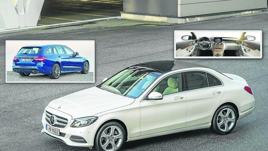 El Clase C es uno de los superventas de Mercedes. Esta nueva generación, disponible con carrocería de berlina y familiar, tiene más tamaño que la generación anterior, pero pesa menos y es más eficiente