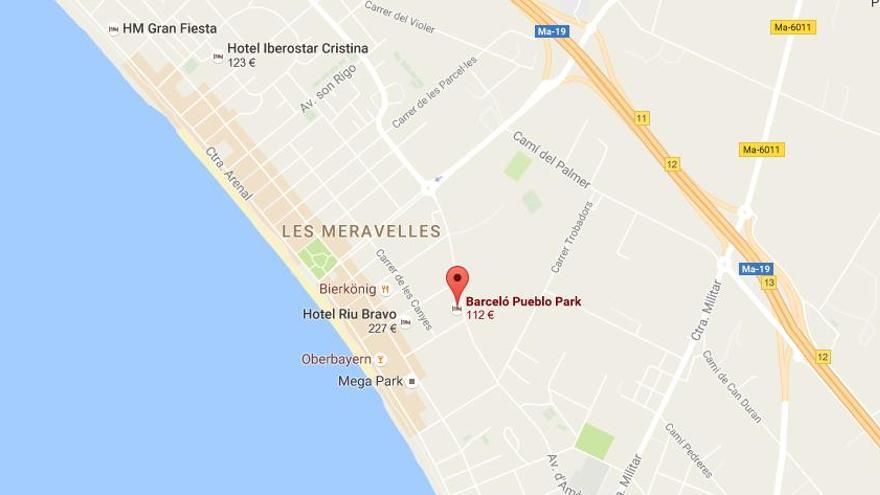 Der Unfall ereignete sich unmittelbar vor dem Hotel Barceló Pueblo Park.