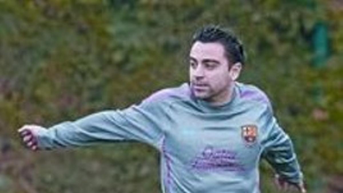 Xavi, ayer, con la camiseta de Qatar Foundation.