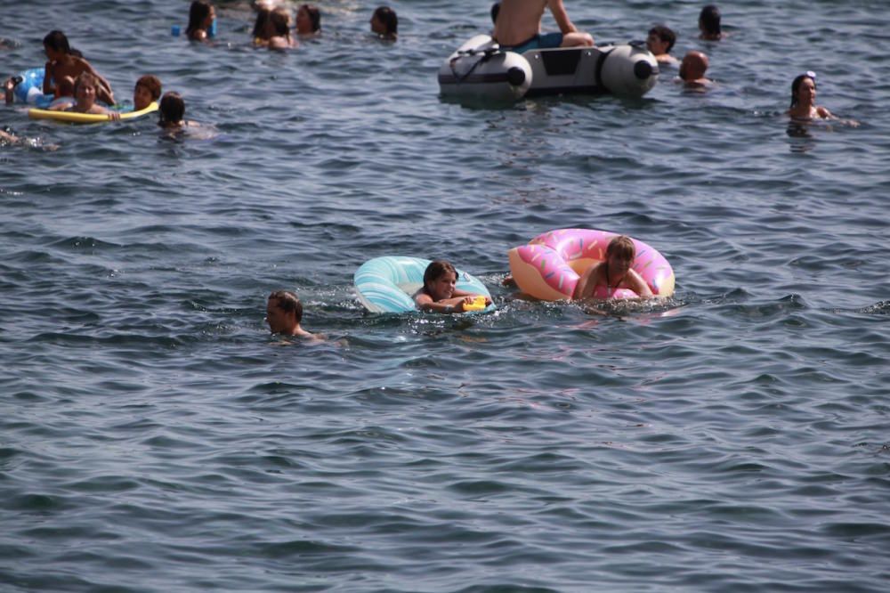 In dem Küstenort an der Nordostküste von Mallorca wurden am Dienstag (15.8.) wieder von Booten Enten geworfen. Statt Exemplaren aus Fleisch und Blut kommen seit einigen Jahren Plastikenten zum Einsatz. Wer sie schnappt, kann Preise gewinnen.