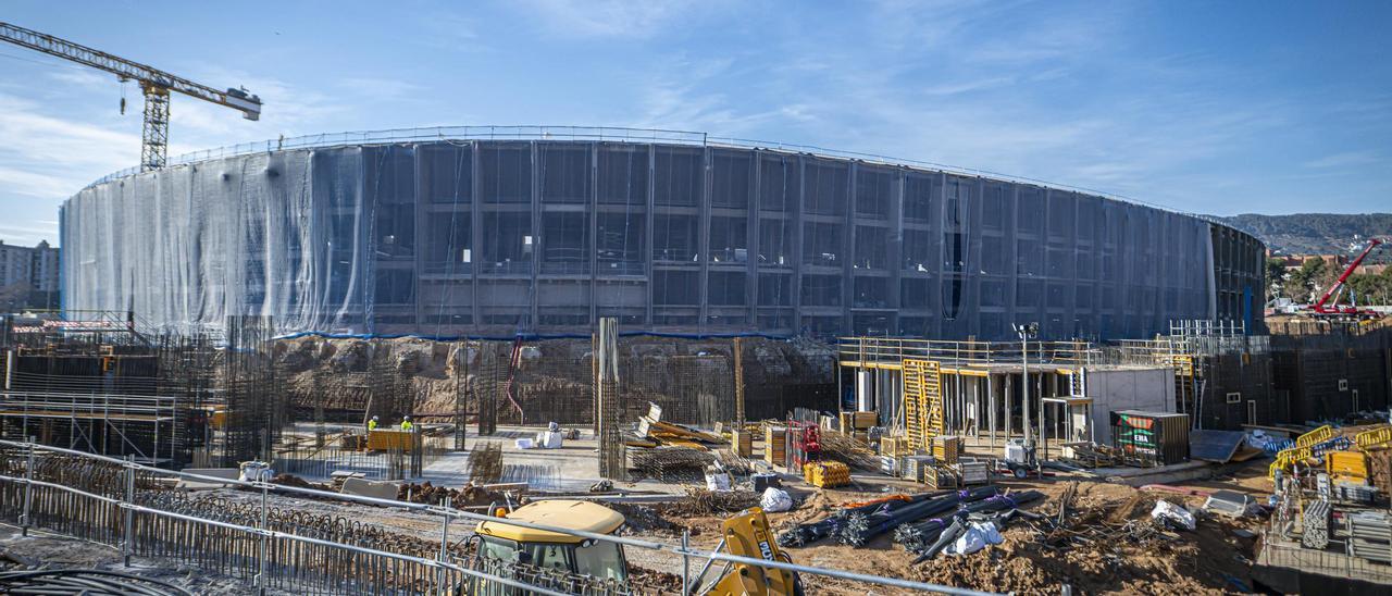 El Camp Nou en obras, este enero.