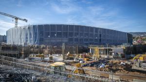 El Camp Nou en obras, este enero.