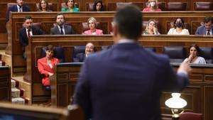 El presidente del Gobierno, Pedro Sánchez, interviene en una sesión de control, en el Congreso de los Diputados, a 8 de junio de 2022.