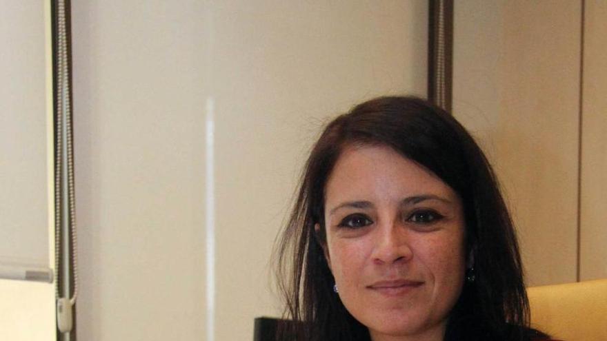 Adriana Lastra, ayer, en su despacho de la sede nacional del PSOE.