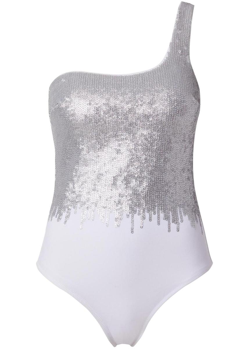 Bañador de escote asimétrico y lentejuelas de Calzedonia