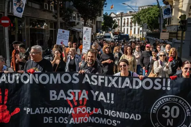 Manifestación de la Plataforma por la Dignidad de los Autónomos