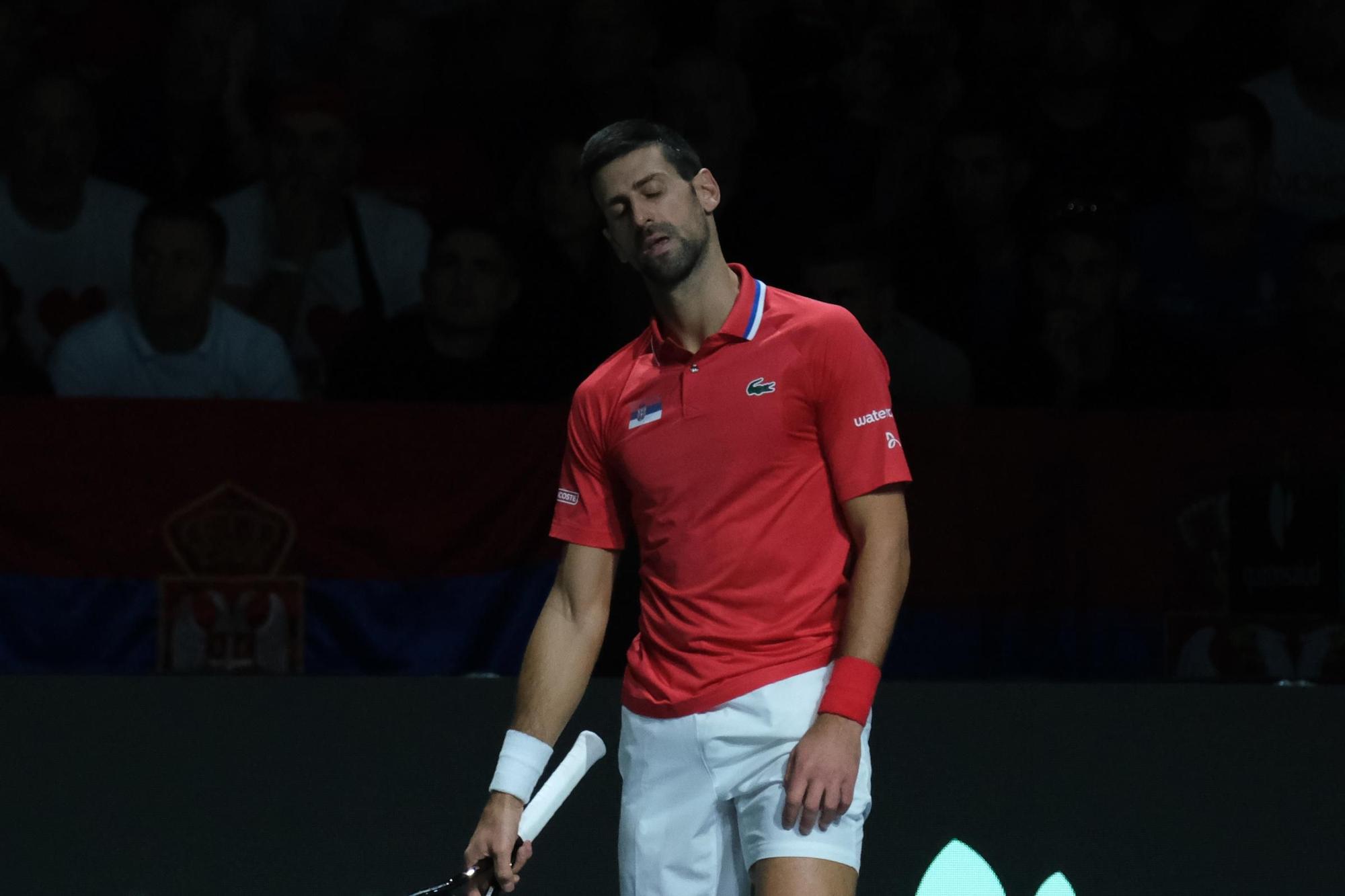 El partido de Sinner y Djokovic de la segunda semifinal de la Copa Davis entre Italia y Serbia en el Carpena