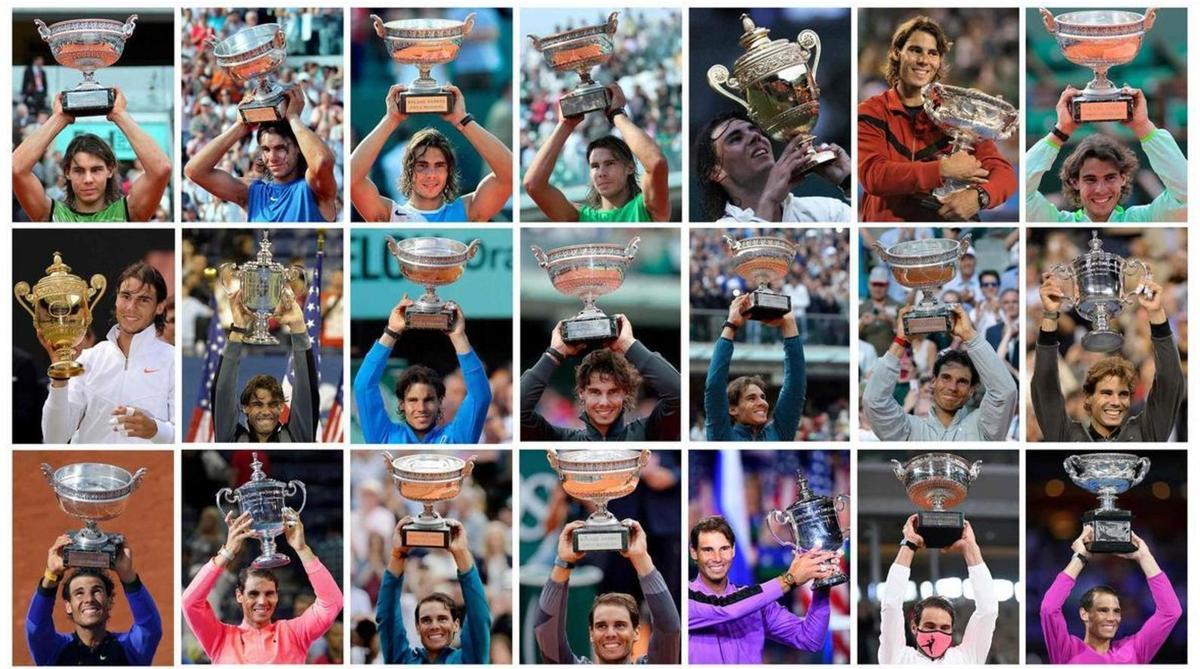 Nadal, con los Grand Slams conquistados durante su carrera